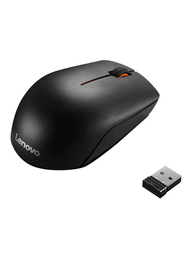 Lenovo - 300 Wireless Compact Mouse, 2.4 GHz RF Wireless Connection, 1,000 dpi Laser Sensor, 3 Buttons, 32' / 10 m Wireless Range, Single AA Battery, Black - Image 1