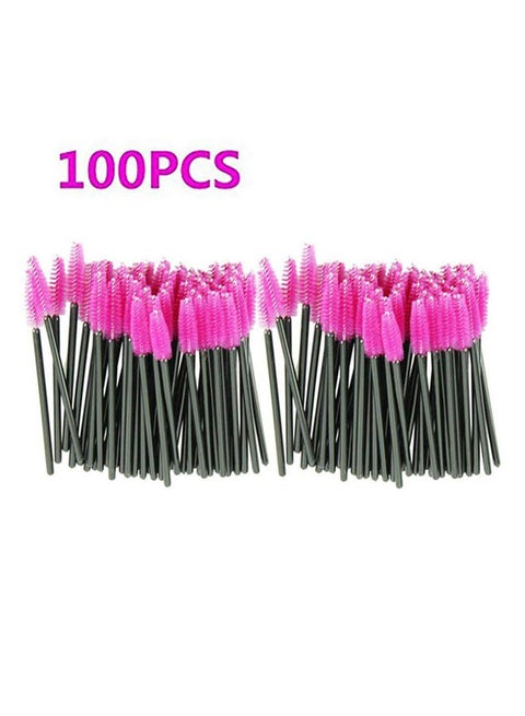 100-Piece Mascara Wands Applicator Makeup Brushes Black/Pink