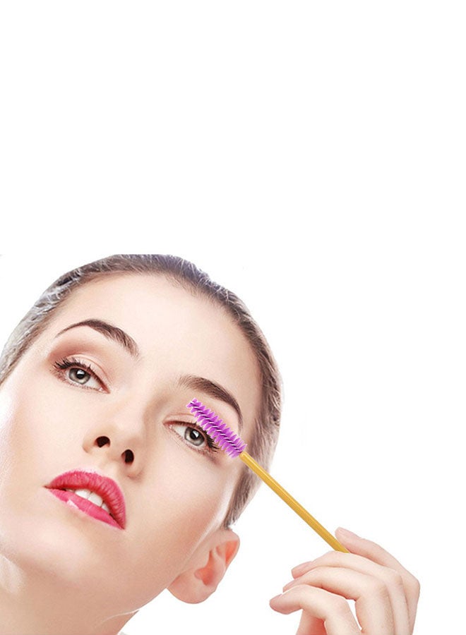 CYTHERIA 300-Piece Disposable Eyelash Extension Brush Lash Wand Applicator Brushes Gold/Pink  - Image 3
