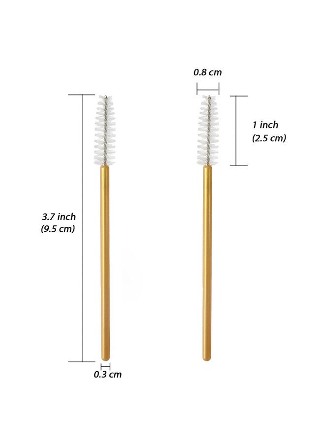CYTHERIA 300-Piece Disposable Eyelash Extension Brush Lash Wand Applicator Brushes Gold/White  - Image 3