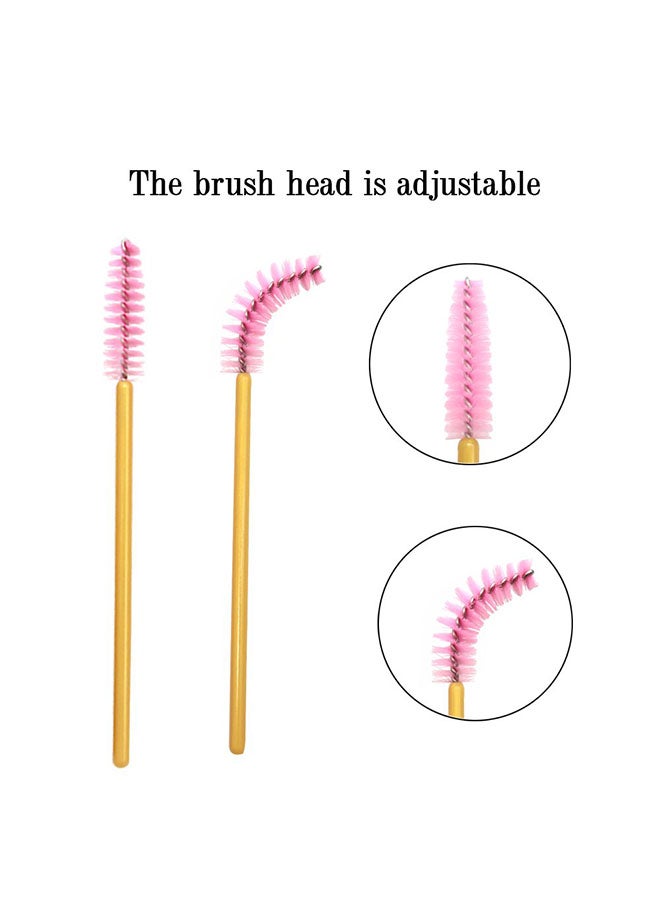 CYTHERIA 300-Piece Disposable Eyelash Extension Brush Lash Wand Applicator Brushes Gold/Pink  - Image 2