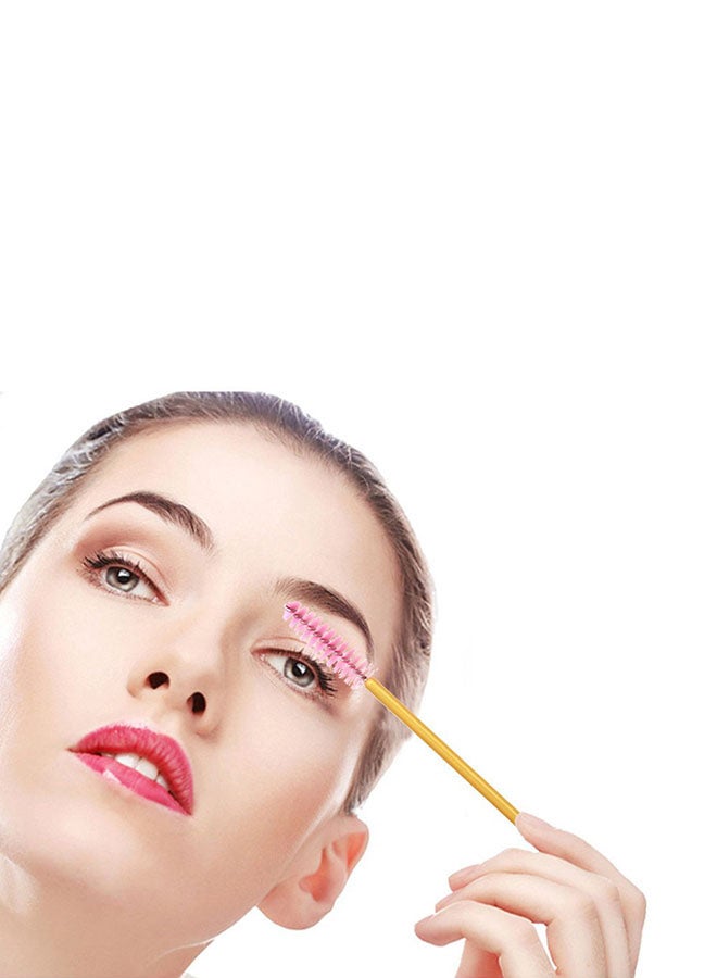 CYTHERIA 300-Piece Disposable Eyelash Extension Brush Lash Wand Applicator Brushes Gold/Pink  - Image 4