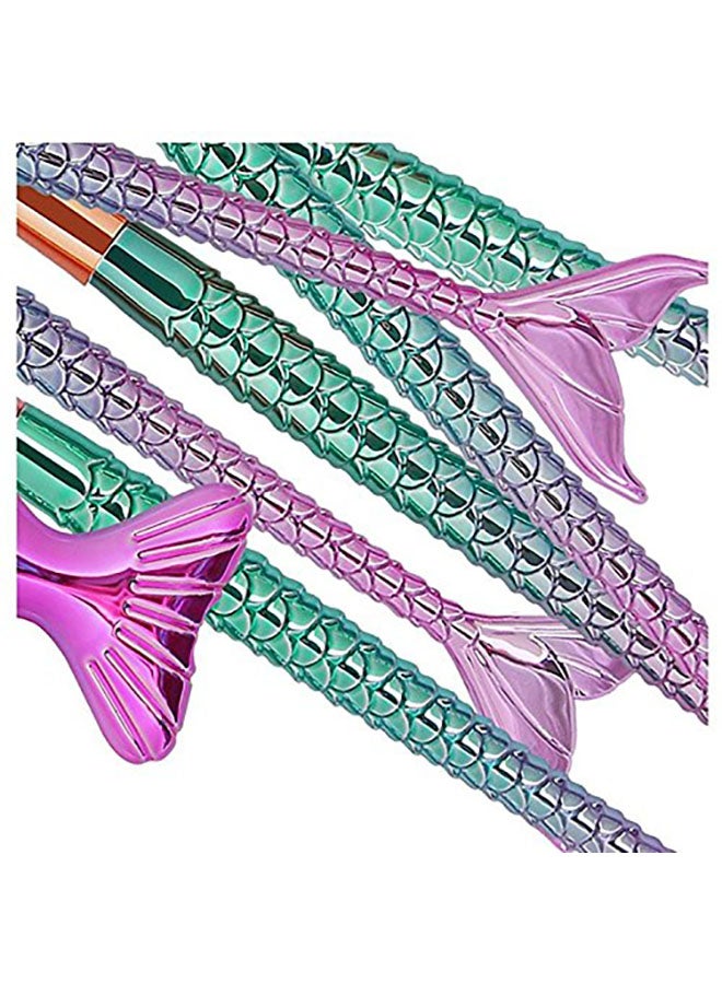 11-Piece Mermaid shape Makeup Brushes 700 G Multicolour 