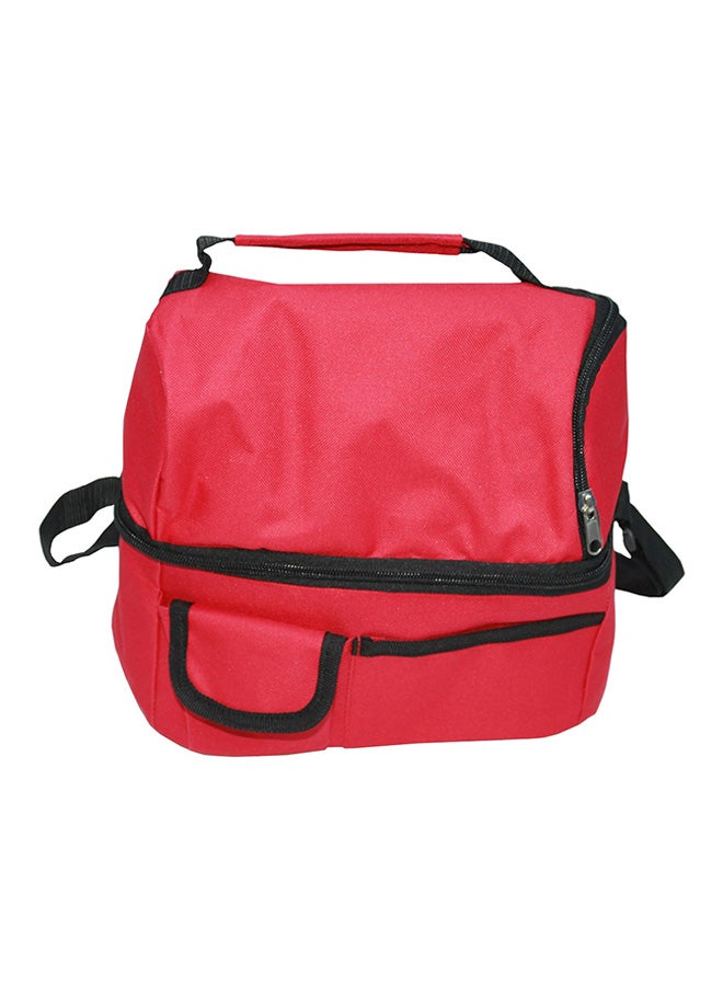 Hello - Double Compartment Insulated Lunch Bag Red 25x24x16cm - Image 1