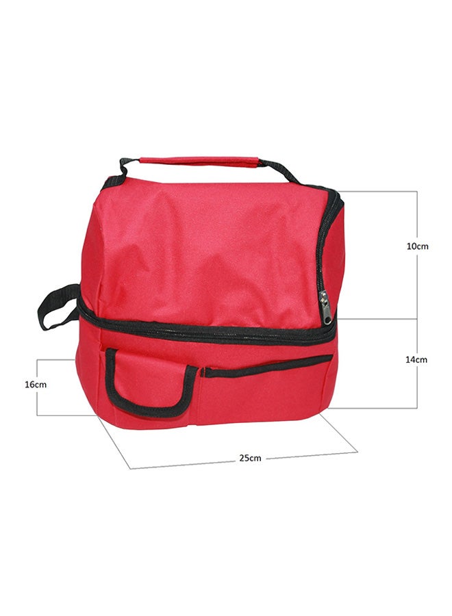 Hello - Double Compartment Insulated Lunch Bag Red 25x24x16cm - Image 1