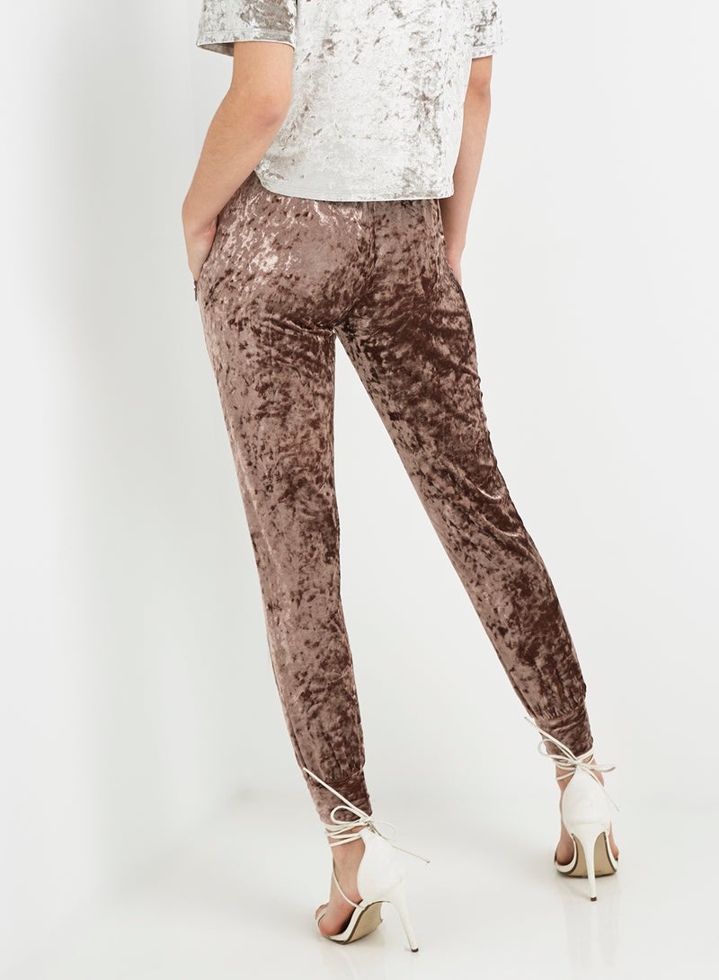 Iconic Embroidered Skin Fit Sweatpants Beige - Image 2