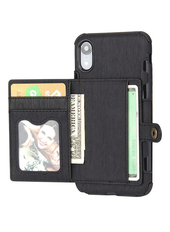 غطاء حماية واقٍ بتصميم محفظة لهاتف أبل آيفون XR أسود - Image 1