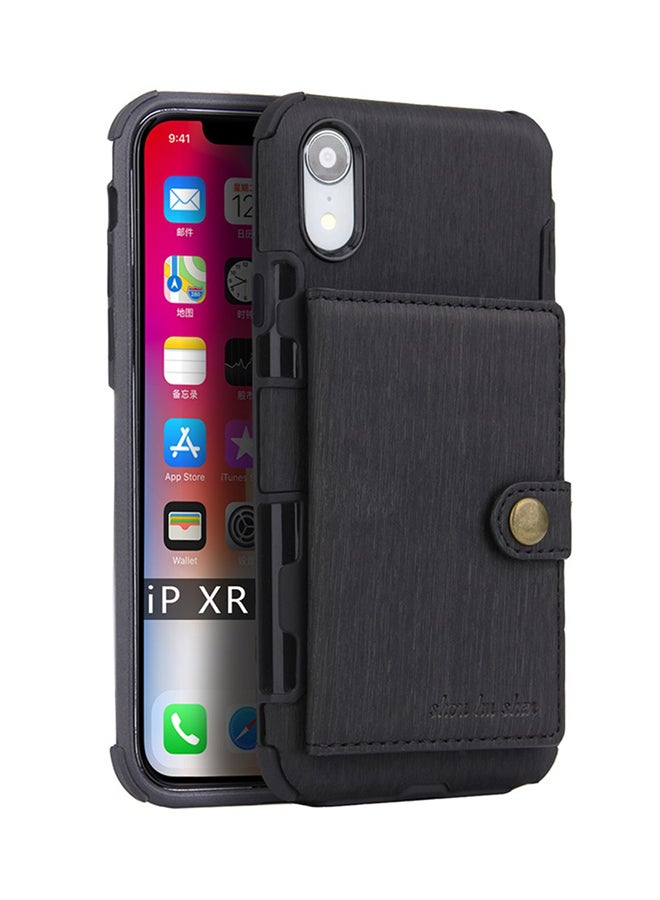 غطاء حماية واقٍ بتصميم محفظة لهاتف أبل آيفون XR أسود - Image 2