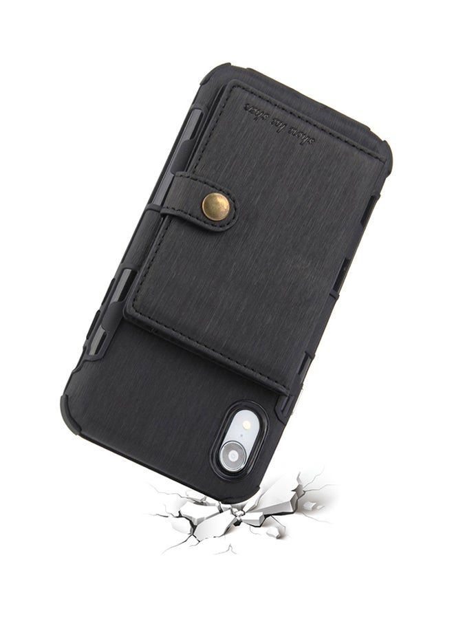 غطاء حماية واقٍ بتصميم محفظة لهاتف أبل آيفون XR أسود - Image 3