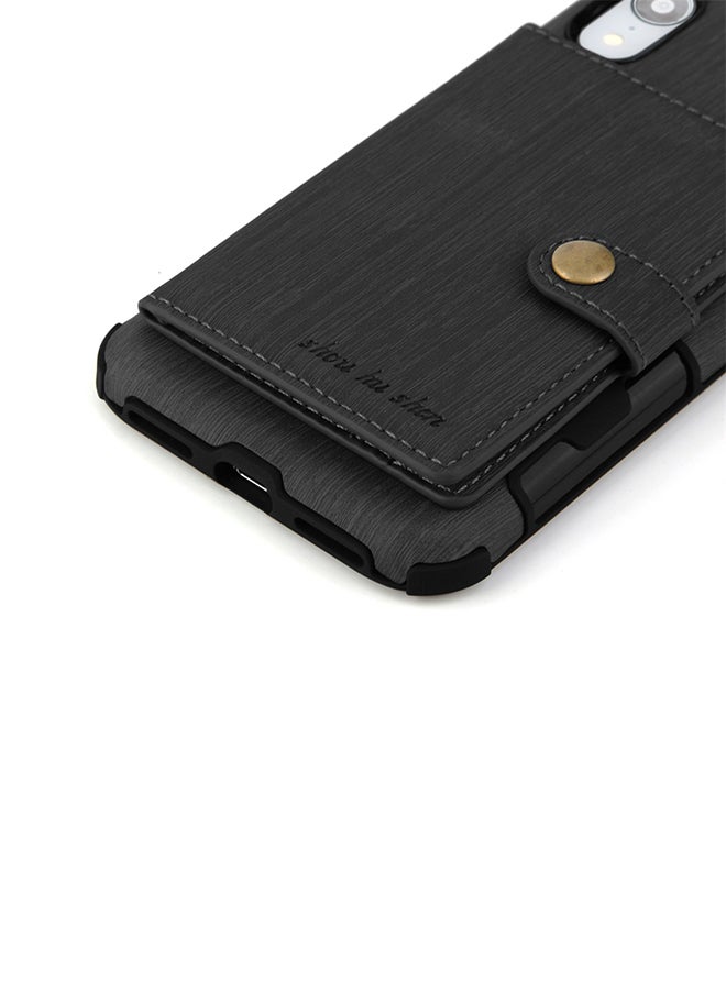 غطاء حماية واقٍ بتصميم محفظة لهاتف أبل آيفون XR أسود - Image 4