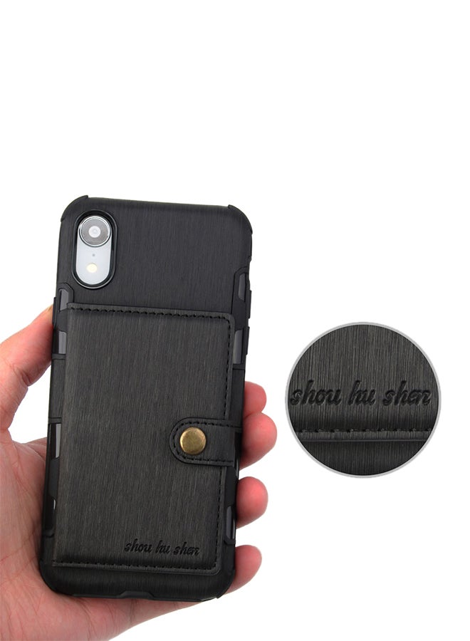 غطاء حماية واقٍ بتصميم محفظة لهاتف أبل آيفون XR أسود - Image 5