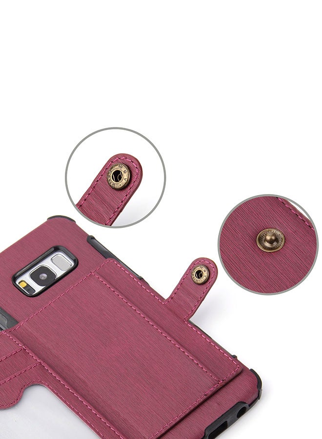 Generic - Protective Wallet Case Cover For Samsung Galaxy S8 Wine Red - Image 1