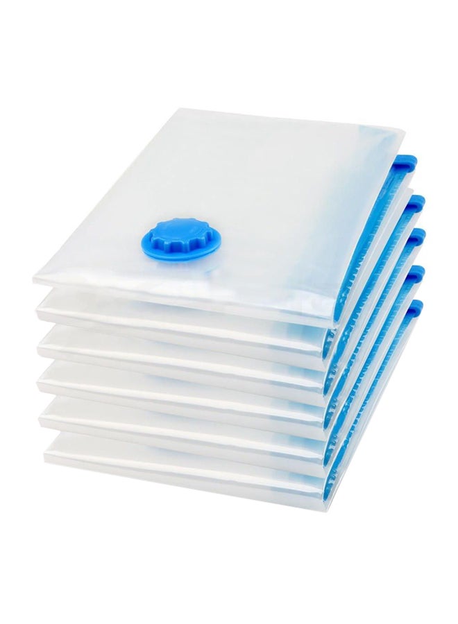 Generic 6-Piece Vacuum Reusable Sealer Storage Bag With Suction Pump Clear/Blue 70x100cm  - Image 2
