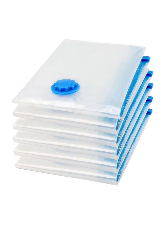 Generic 6-Piece Vacuum Reusable Sealer Storage Bag With Suction Pump Clear/Blue 50x70cm  - Image 2