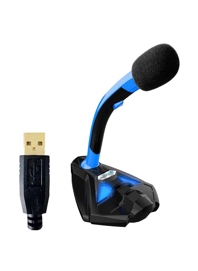 حامل ميكروفون طاولة قابل للتعديل بمنفذ USB مع إضاء LED على الغطاء C3564BL الأسود / الأزرق - Image 1
