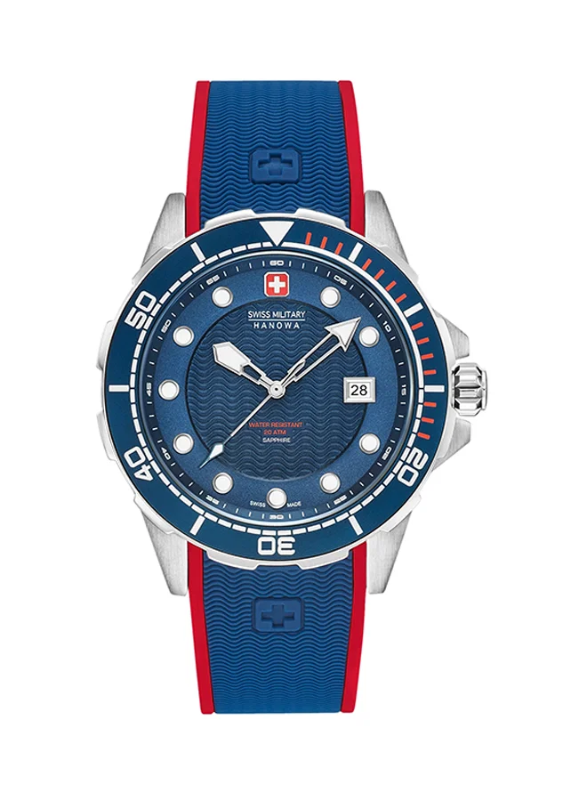 SWISS MILITARY HANOWA Neptune Diver Silicone Analog Watch W S6-4315.04.003 - 44 mm - Navy Blue
