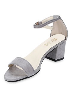 Generic Open Toe Ankle Strap Buckle Heels Grey  - Image 2