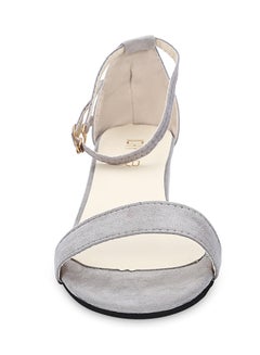 Generic Open Toe Ankle Strap Buckle Heels Grey  - Image 3