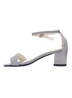 Generic Open Toe Ankle Strap Buckle Heels Grey  - Image 5