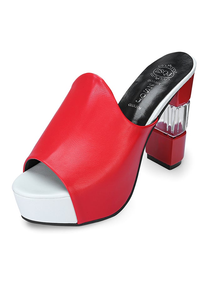 Peep-toe Platform High Heels Red  - Image 4