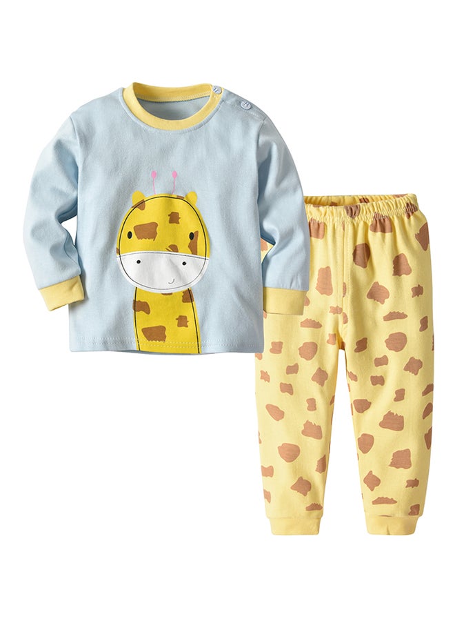 Sharpdo 2-Piece Sleepwear Set Grey/Yellow/Brown - Image 1