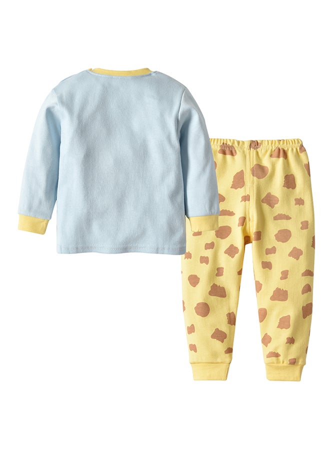 Sharpdo 2-Piece Sleepwear Set Grey/Yellow/Brown - Image 2