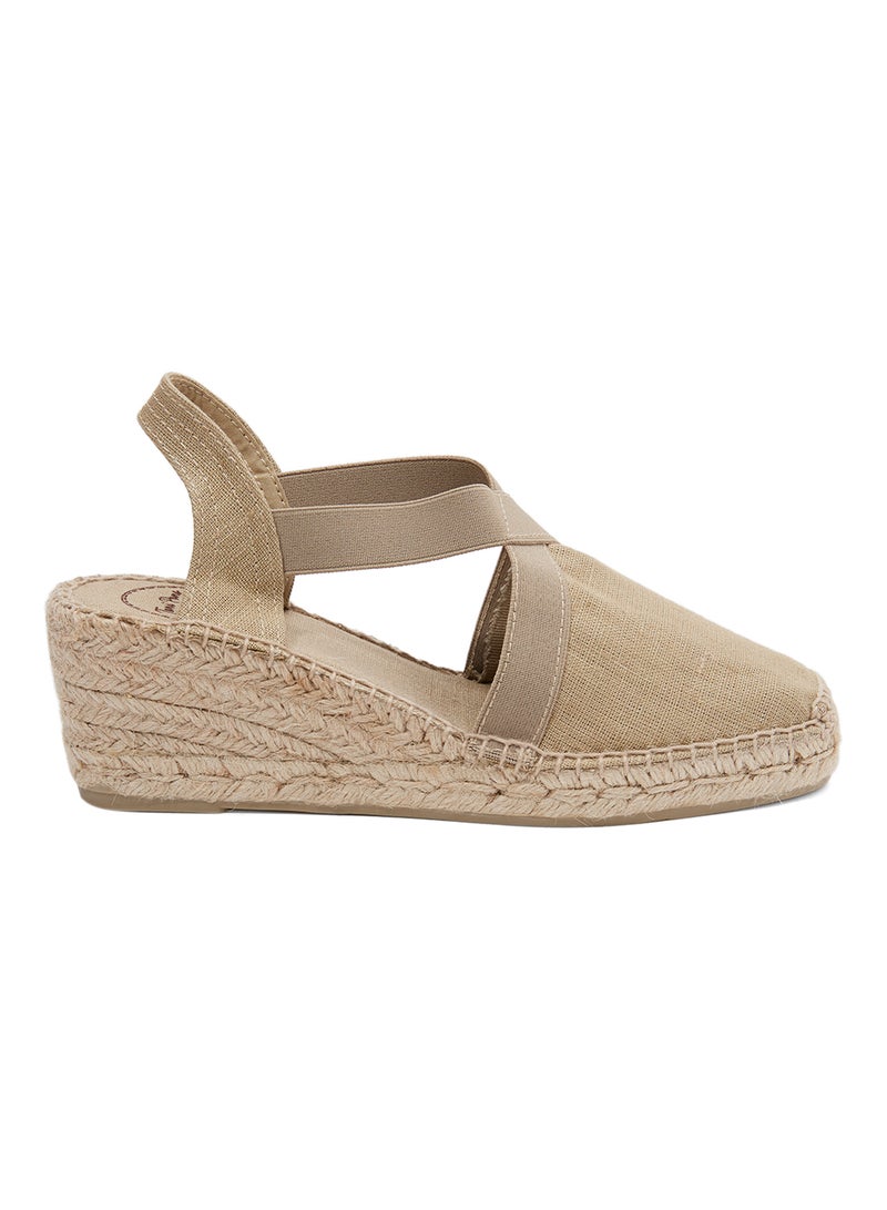 Toni Pons - Ter Linen Elastic Strap Wedge Espadrille Beige (Stone) - Image 1