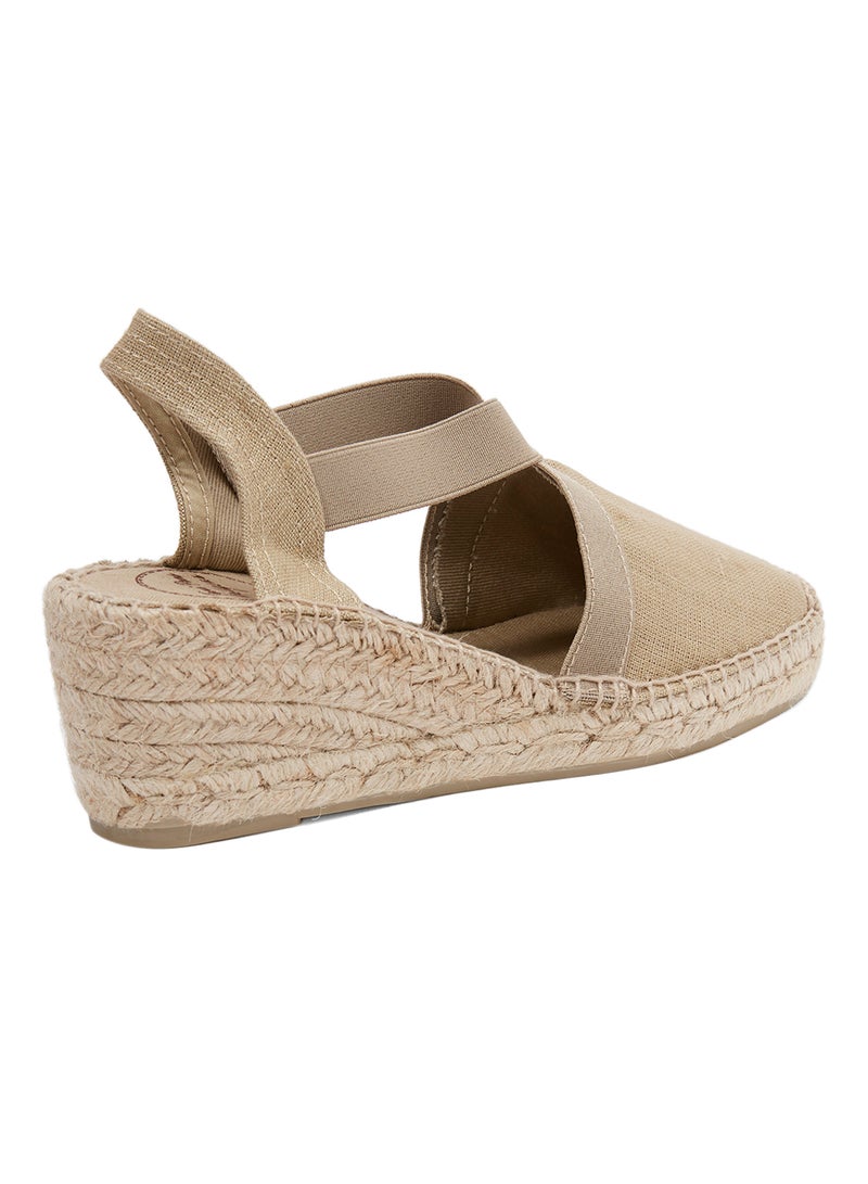 Toni Pons - Ter Linen Elastic Strap Wedge Espadrille Beige (Stone) - Image 1