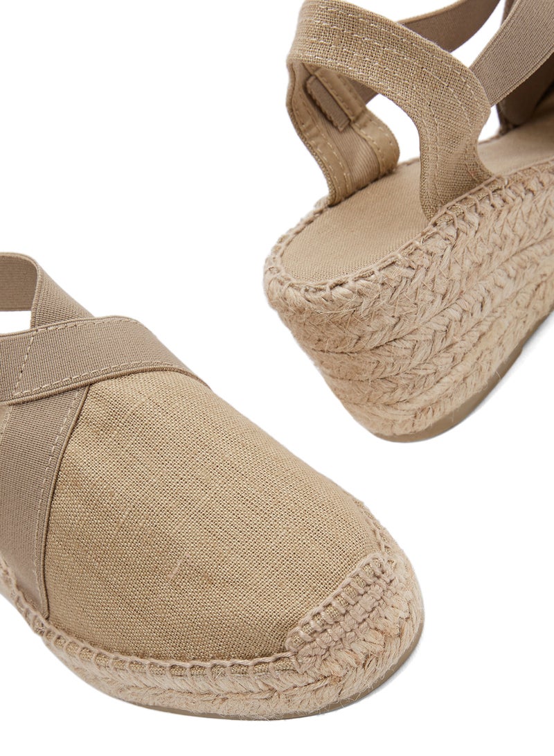 Toni Pons - Ter Linen Elastic Strap Wedge Espadrille Beige (Stone) - Image 1