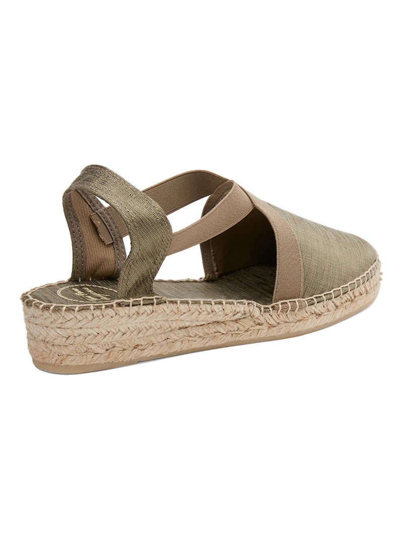 Vic Metallic Elastic Strap Wedge Espadrille Brownish-grey (Taupe)