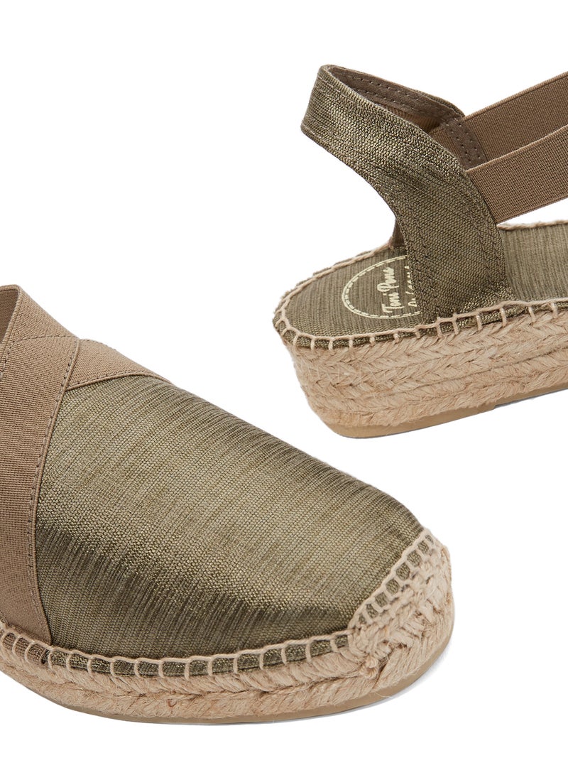 Vic Metallic Elastic Strap Wedge Espadrille Brownish-grey (Taupe)