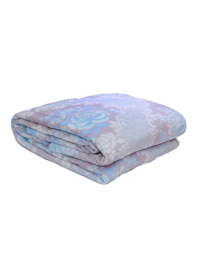SILKSAA Flannel Bed Blanket Flannel Purple/White/Blue 140x200centimeter 