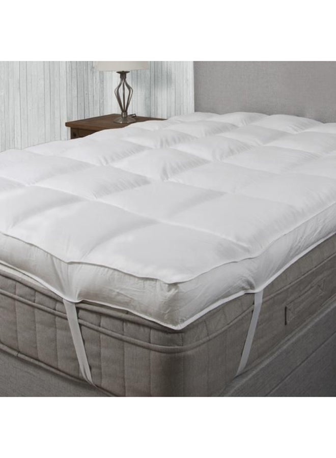 REGAL IN HOUSE - Lux Mattress Topper 10 cm Microfiber Filing With Rubber Corner Edges Cotton White 200x180cm - Image 1