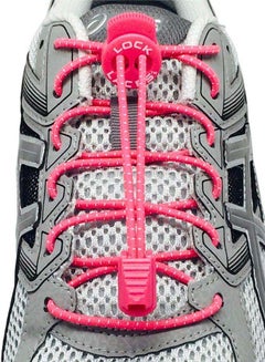 LOCK LACES No Tie Elastic Shoelaces Hot Pink  - Image 2