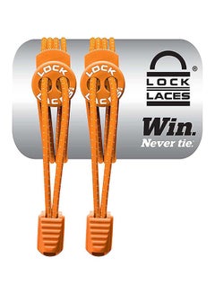 LOCK LACES No Tie Elastic Shoelaces Orange  - Image 1