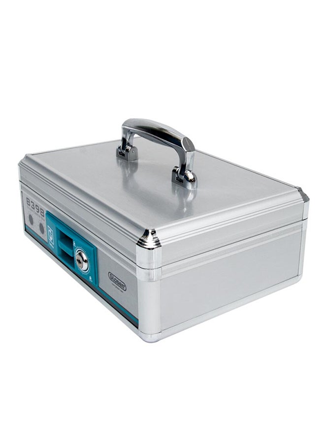 GLOSEN Key Lock Cash Box Silver/Blue 29.2x20.8x11centimeter - Image 2