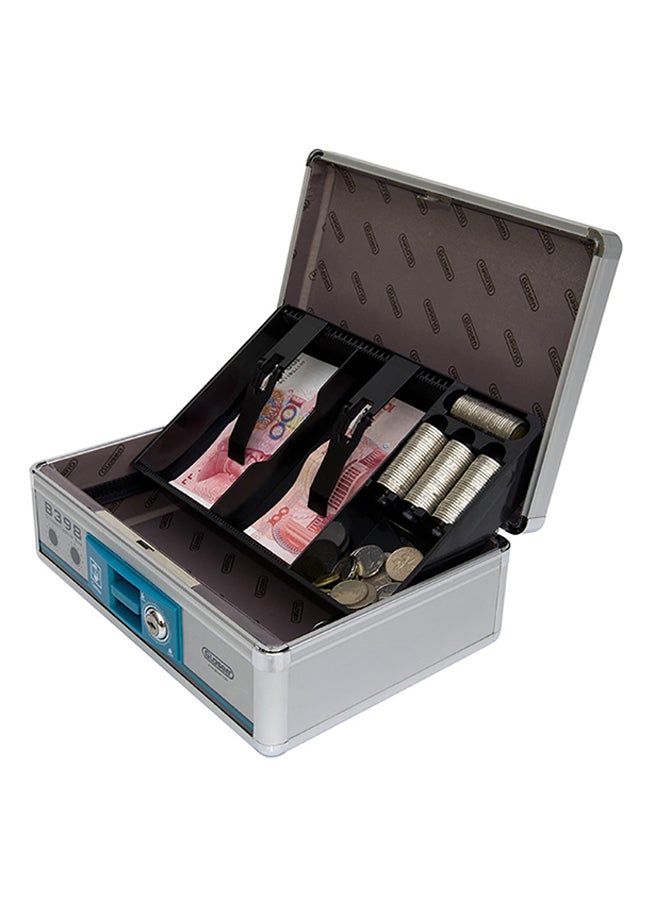 GLOSEN Key Lock Cash Box Silver/Blue 29.2x20.8x11centimeter - Image 3