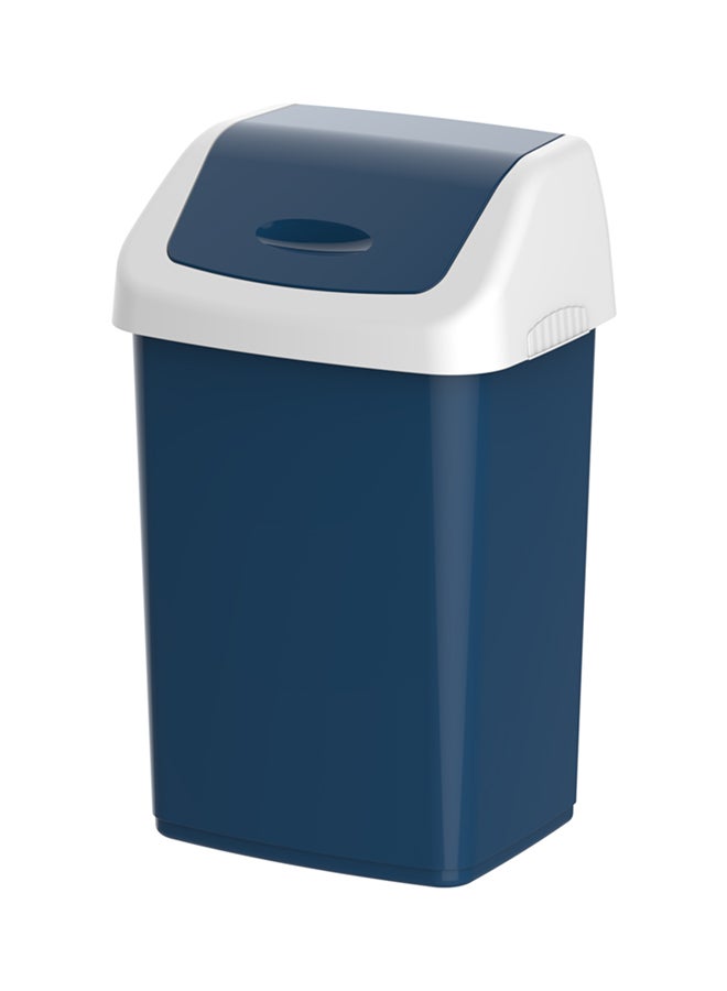 Cosmoplast 20-Liter Flip-Top Waste Bin With Swing Lid Metallic Pearl Blue/White 