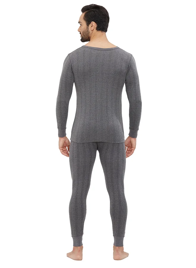 Ampm  MEN'S COTTON BLENDED SOFT INNER FULL BODY THERMAL SET - DARK GREY Dark Grey for Men | Best Price UAE