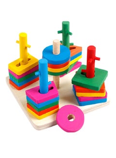 Wooden Geometric Shape Sorting Puzzle Board 10x10x10cm