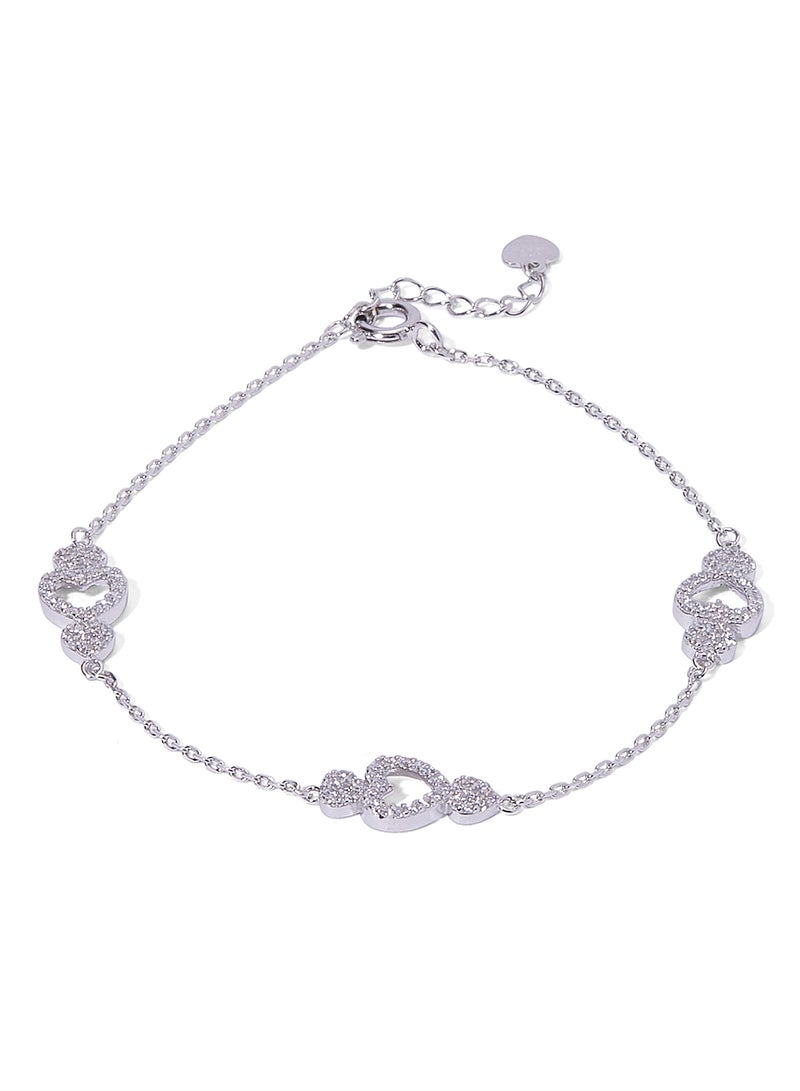 AK Jewels - 925 Sterling Silver Heart Design Chain Bracelet - Image 1