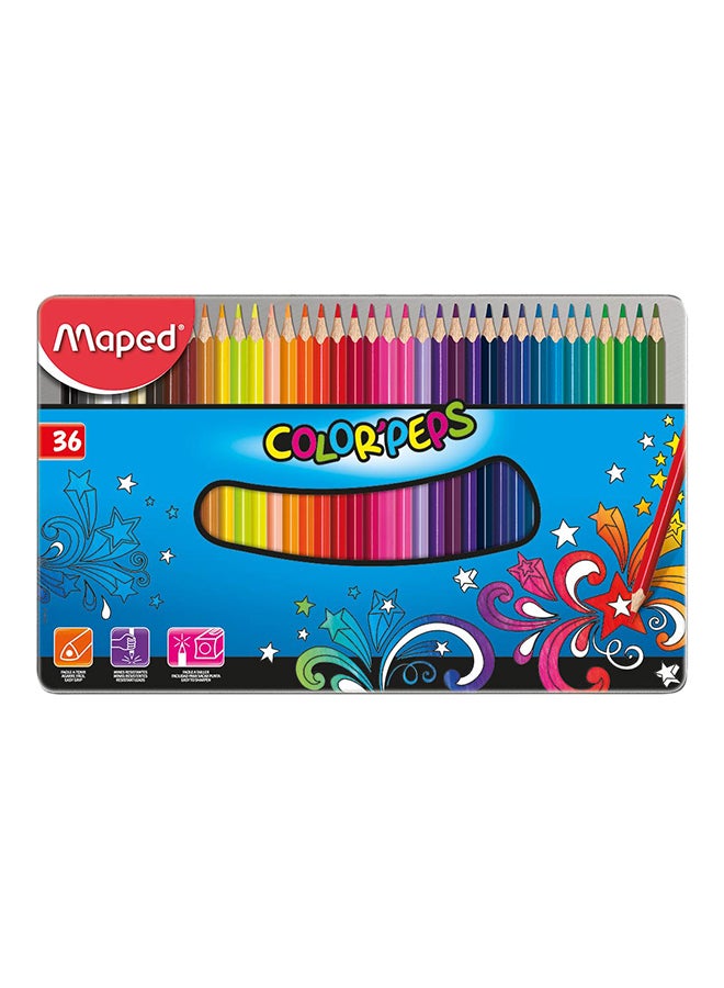 Maped 36-Piece Metal Case Color Pencil Set Multicolour