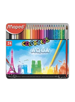 24-Piece Metal Box Aqua Watercolour Pencil Set Multicolour - v1545287176/N19898890A_1