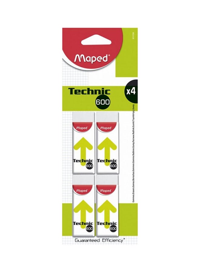 Maped 4-Piece Technic 600 Eraser Box Set White 