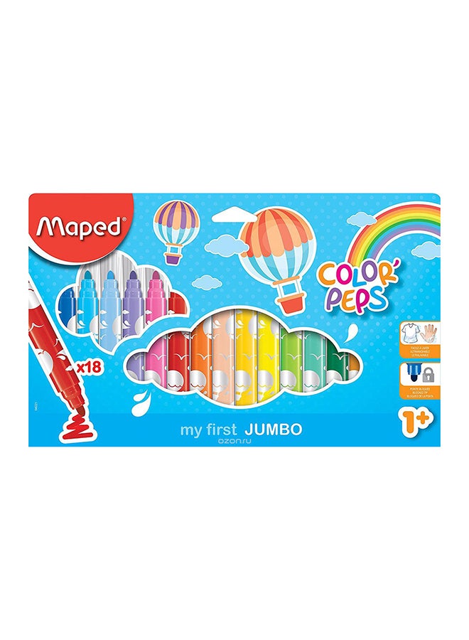 مابد طقم أقلام تلوين حجم كبير برأس من اللباد مكون من 18 قطعة متعدد الألوان