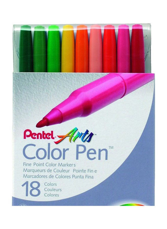 18-Piece Fine Point Quick Dry Color Pen Set Multicolour