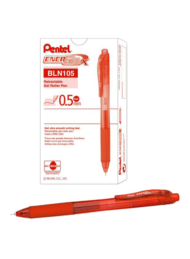 12-Piece Energel Retractable Gel Roller Pens Red