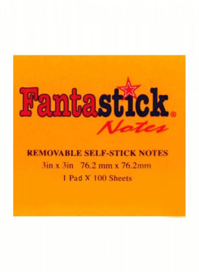 Fantastick 100-Sheet Sticky Notes Orange 