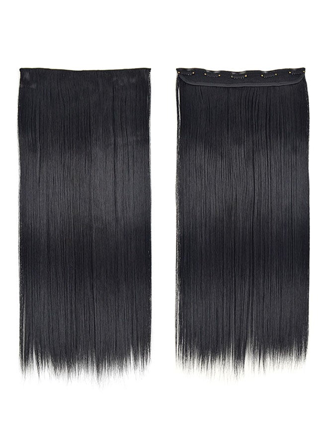 Umiwin - One Piece Elegant Lace Human Hair Straight Wig Black 60centimeter - Image 1