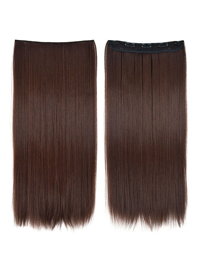 One Piece Elegant Lace Human Hair Straight Wig Brown 60cm